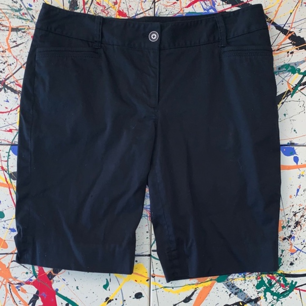 White House Black Market Black “Slim” Bermuda Shorts.
